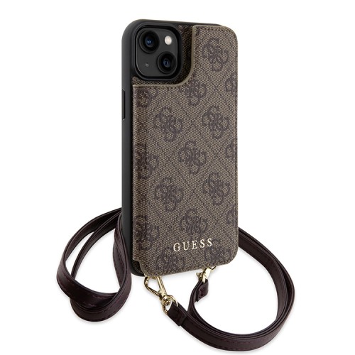 Чехол Guess Crossbody cardslots magnetic 4G Hard для iPhone 14 Plus, коричневый