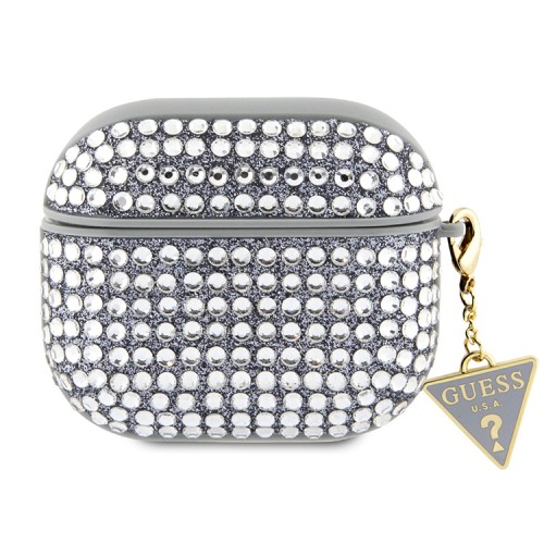 Чехол Guess Diamond Rhinestone with Triangle charm для Airpods 3 (2021), серебристый