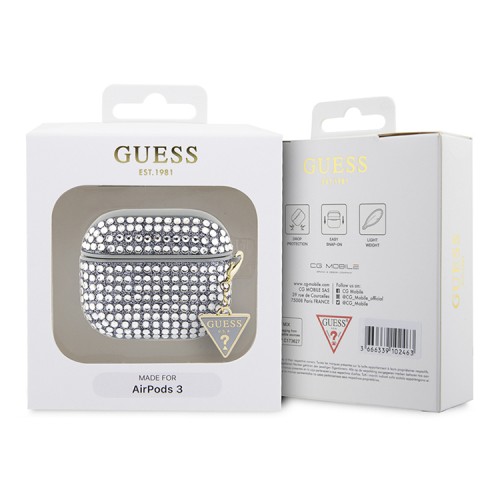 Чехол Guess Diamond Rhinestone with Triangle charm для Airpods 3 (2021), серебристый