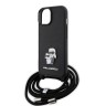 Lagerfeld для iPhone 15 чехол Crossbody PU Saffiano NFT Karl & Choupette Metal Hard Black