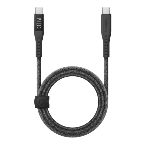 EnergEA Кабель FLOW USB-C to USB-C PD240W 5A DISPLAY Nanoweave Magnetic tie Black 1.5m