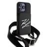 Karl Lagerfeld для iPhone 15 Pro чехол Crossbody cardslot PU Saffiano Autograph Hard Black