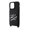 Karl Lagerfeld для iPhone 15 Pro чехол Crossbody cardslot PU Saffiano Autograph Hard Black