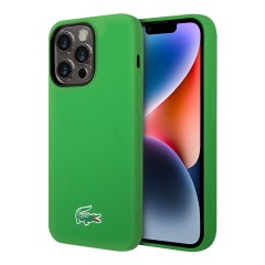 Lacoste для iPhone 15 Pro Max чехол Liquid silicone Croc Logo Hard Green (MagSafe)