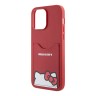 Hello Kitty для iPhone 15 Pro чехол Cardslot PU Leather Hidden Kitty Hard Red
