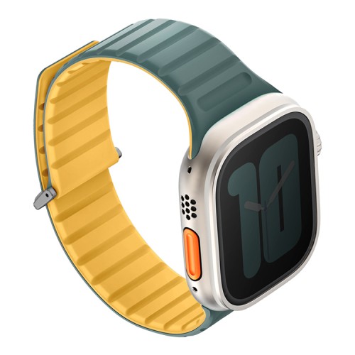 Uniq для Apple Watch 49-46-45-44 mm ремешок Revix EVO reversible Magnetic Viridian Green/Burnt Yell