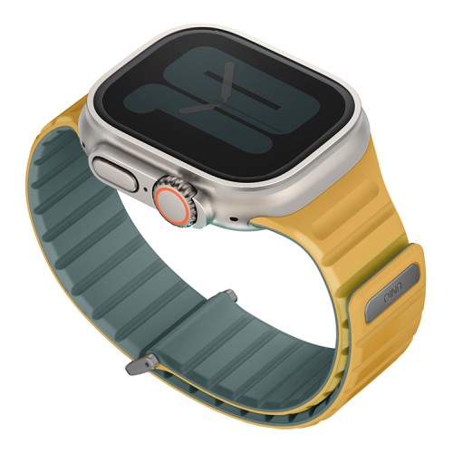 Uniq для Apple Watch 49-46-45-44 mm ремешок Revix EVO reversible Magnetic Viridian Green/Burnt Yell