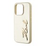 Karl Lagerfeld для iPhone 15 Pro чехол PU Wrinkled Signature Metal logo & Camera frame Hard Gold