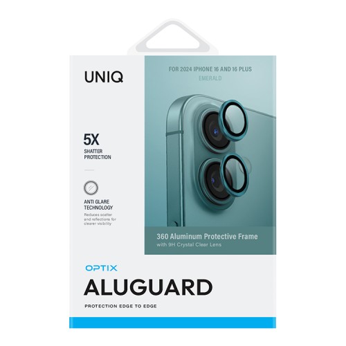Uniq стекло для iPhone 16/16 Plus OPTIX Camera Lens AluGuard Emerald Green