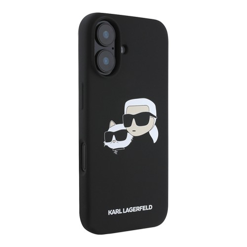 Karl Lagerfeld для iPhone 16 чехол Liquid Silicone NFT Karl&Choupette Head Black (MagSafe)