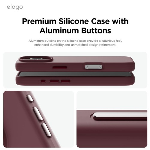 Elago для iPhone 16 Pro Max чехол Soft silicone (Liquid) Burgundy (MagSafe)