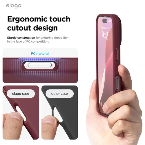 Elago для iPhone 16 Pro Max чехол Soft silicone (Liquid) Burgundy (MagSafe)