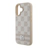DKNY для iPhone 16 чехол PU Checkered Printed stripes Metal logo Hard Pink
