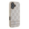 DKNY для iPhone 16 чехол PU Checkered Printed stripes Metal logo Hard Pink