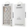 DKNY для iPhone 16 чехол PU Checkered Printed stripes Metal logo Hard Pink