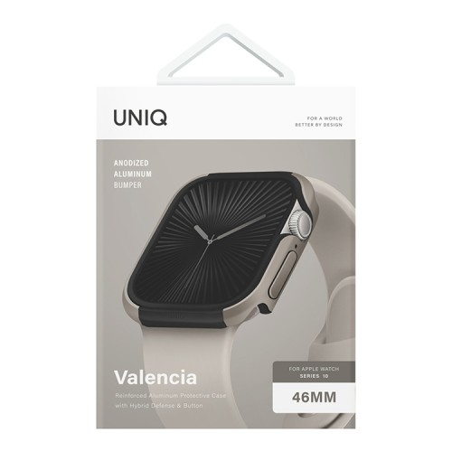 Uniq для Apple Watch 46 mm чехол Valencia aluminium Titanium Silver