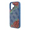 Guess для iPhone 16 чехол PU Flowers Roses Hard Blue (MagSafe)