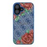 Guess для iPhone 16 чехол PU Flowers Roses Hard Blue (MagSafe)