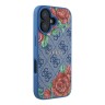 Guess для iPhone 16 чехол PU Flowers Roses Hard Blue (MagSafe)