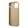 Чехол Guess Qualited V Triangle metal logo Hard PU кожа для iPhone 12 mini, золотой