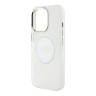 Guess для iPhone 16 Pro чехол PC/TPU Middle Colored Ring Metal Cam Hard Transp/White (MagSafe)