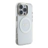 Guess для iPhone 16 Pro чехол PC/TPU Middle Colored Ring Metal Cam Hard Transp/White (MagSafe)