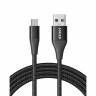 Anker PowerLine+ II Type-C на USB-A 2.0 (1.8 м) с чехлом, чёрный A8463H11