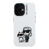 Karl Lagerfeld для iPhone 16 чехол Liquid Silicone Sketch Karl&Choupette White (MagSafe)