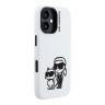 Karl Lagerfeld для iPhone 16 чехол Liquid Silicone Sketch Karl&Choupette White (MagSafe)