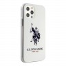Чехол U.S. Polo Assn. Shiny Double horse Hard для iPhone 12 | 12 Pro, белый