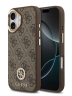 Guess для iPhone 17 чехол PU 4G Diamond metal logo Gold camera Hard Brown (MagSafe)
