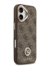 Guess для iPhone 17 чехол PU 4G Diamond metal logo Gold camera Hard Brown (MagSafe)