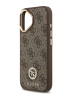 Guess для iPhone 17 чехол PU 4G Diamond metal logo Gold camera Hard Brown (MagSafe)