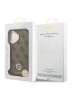 Guess для iPhone 17 чехол PU 4G Diamond metal logo Gold camera Hard Brown (MagSafe)