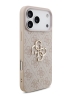 Guess для iPhone 17 Pro Max чехол PU 4G Big metal logo Hard + Pearl Hand Strap Pink