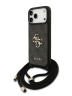 Guess для iPhone 17 Pro Max чехол Crossbody PU 4G Big metal logo Hard + Nylon Cord Black
