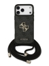 Guess для iPhone 17 Pro Max чехол Crossbody PU 4G Big metal logo Hard + Nylon Cord Black