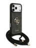 Guess для iPhone 17 Pro Max чехол Crossbody PU 4G Big metal logo Hard + Nylon Cord Black
