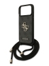 Guess для iPhone 17 Pro Max чехол Crossbody PU 4G Big metal logo Hard + Nylon Cord Black