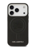 Karl Lagerfeld для iPhone 17 Pro Max чехол PU Debossed Initials Metal logo & Camera Hard Black (MagSafe)
