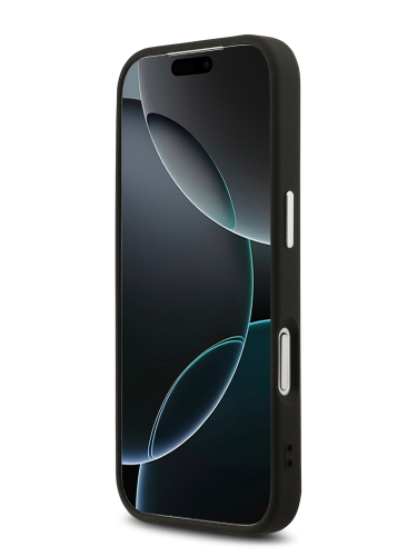 Karl Lagerfeld для iPhone 17 Pro Max чехол PU Debossed Initials Metal logo & Camera Hard Black (MagSafe)