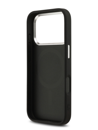 Karl Lagerfeld для iPhone 17 Pro Max чехол PU Debossed Initials Metal logo & Camera Hard Black (MagSafe)