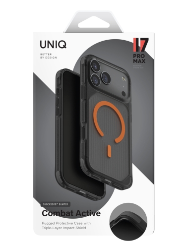 Uniq для iPhone 17 Pro Max чехол Combat Active Frost Smoke/Orange (MagSafe)