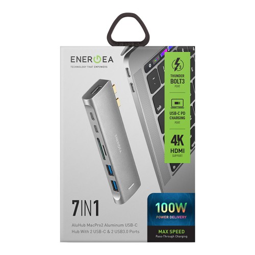 USB-концентратор EnergEA AluHUB MACPRO 2 Dual USB-C Multiport HUB Thunderbolt 3, Gunmetal