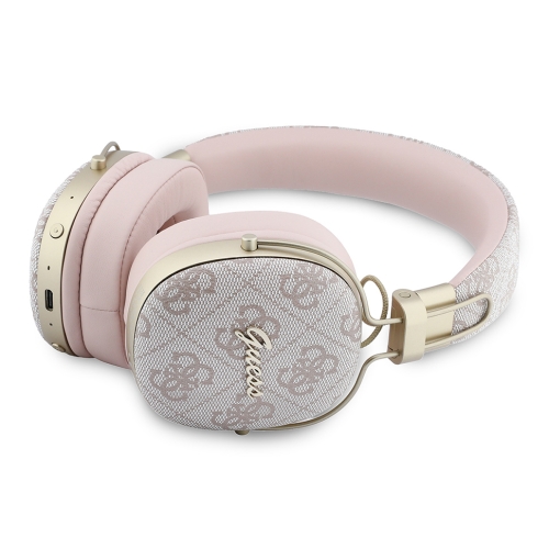 Guess наушники беспроводные накладные Bluetooth HP ENC Flat PU 4G with Script Metal Logo Pink