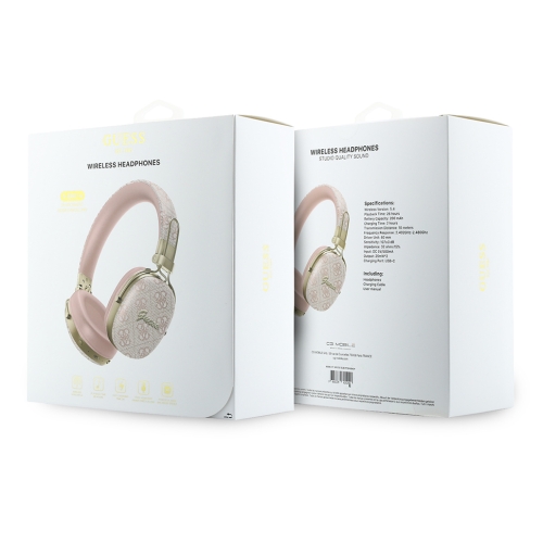 Guess наушники беспроводные накладные Bluetooth HP ENC Flat PU 4G with Script Metal Logo Pink