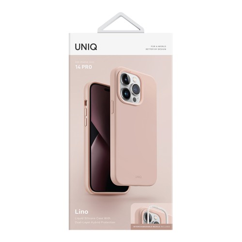 Силиконовый чехол Uniq LINO для iPhone 14 Pro, розовый