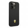 Чехол Ferrari Liquid Silicone with metal logo Hard для iPhone 14 Pro, черный