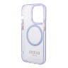 Чехол Guess Metal outline Hard Translucent для iPhone 14 Pro Max, фиолетовый/золотой (MagSafe)