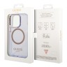 Чехол Guess Metal outline Hard Translucent для iPhone 14 Pro Max, фиолетовый/золотой (MagSafe)